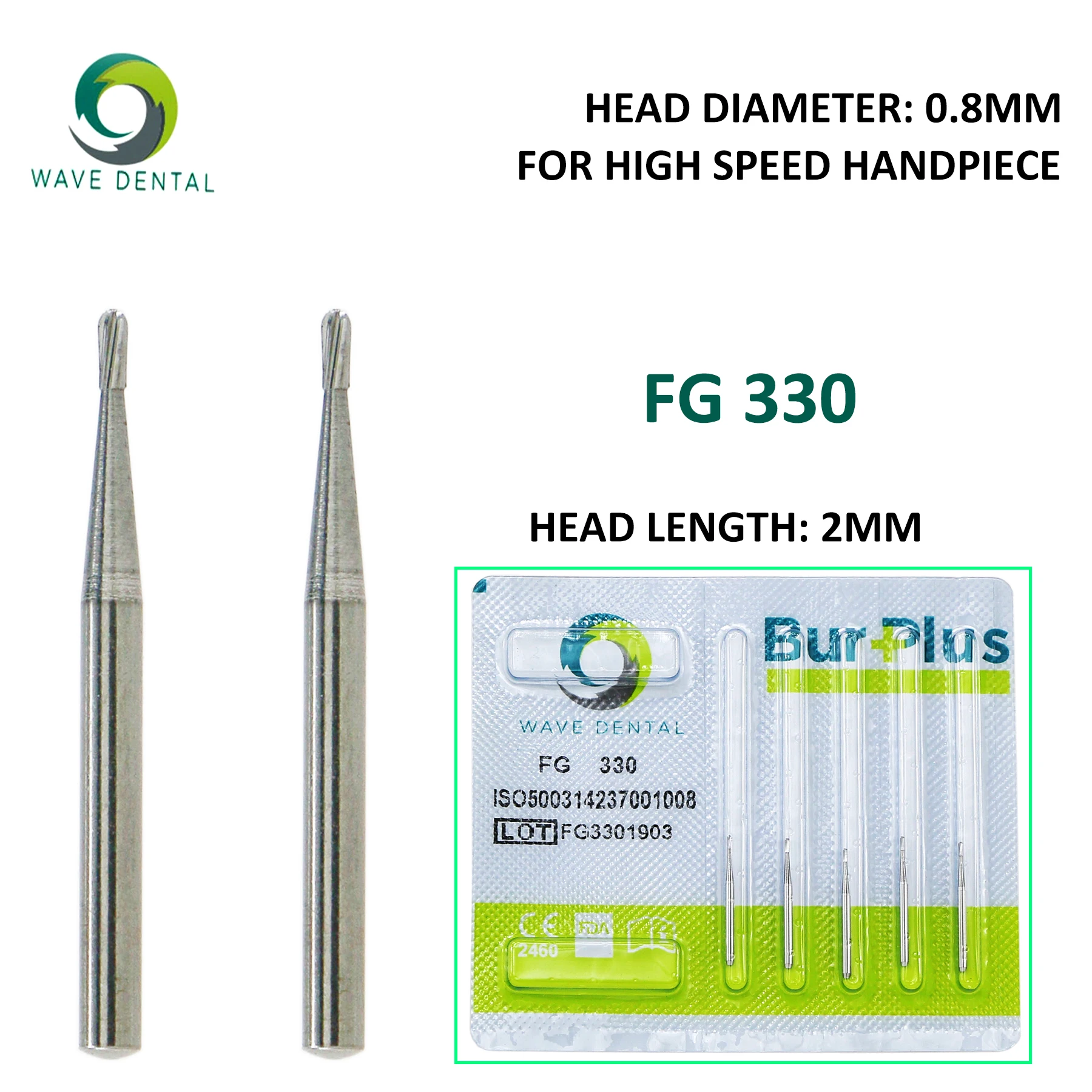 Dental Carbide Burs Tungsten Steel Bur FG # 330 Pear High Speed Midwest Type FG 330