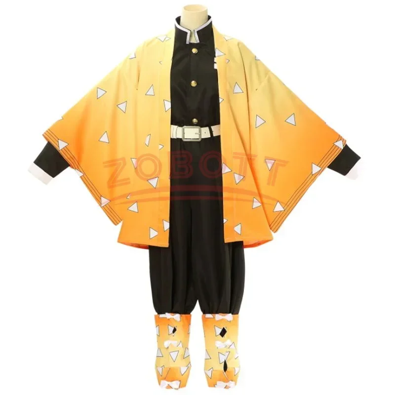 Anime Agatsuma Zenitsu Costume Cosplay Donna Kimono Uniforme Halloween Festa di Natale Devil Hunter Vestiti