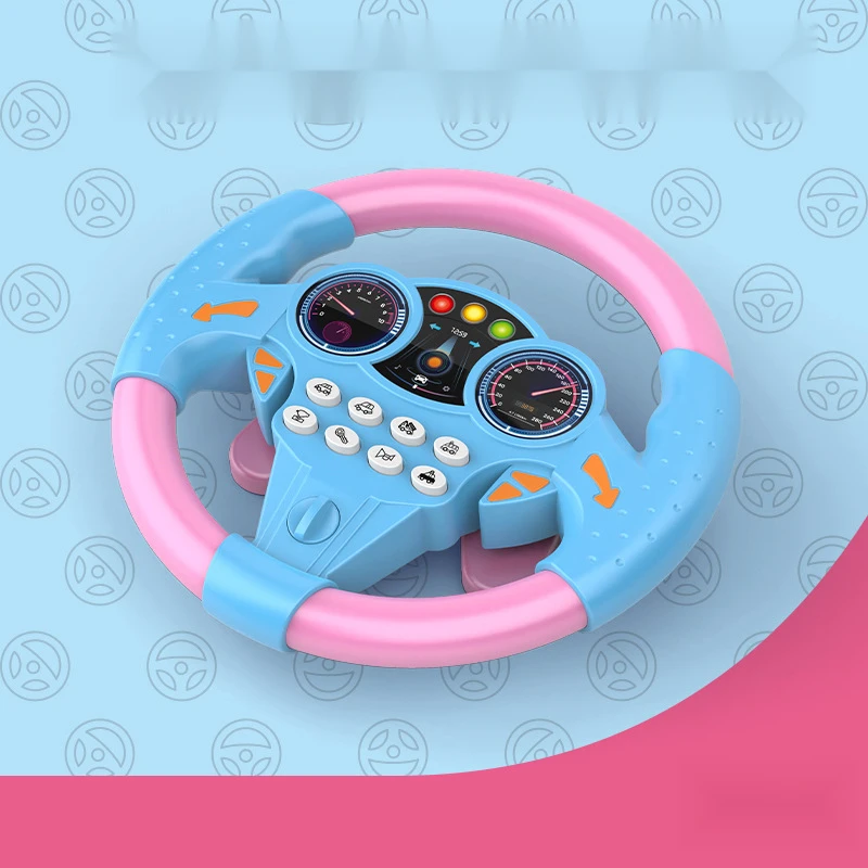 Children Simulation Steering Wheel Toy 360° rotation driving early education machine simulator with Light Sound toys for kids