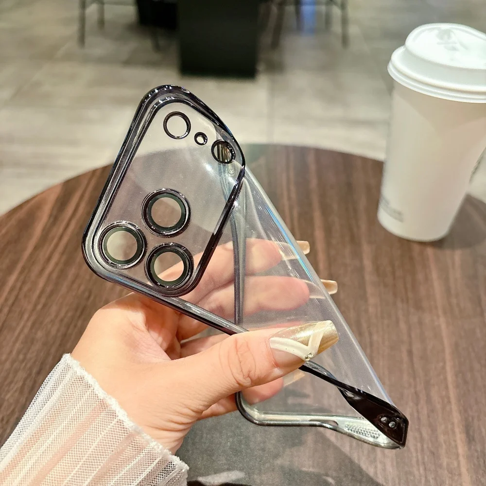 Luxury Plating HD Transparent Armor Bumper Clear TPU Soft Dust Cover for iPhone 17 Pro Max 16 15 14 Plus 13 12 11 Air Xs Max XR