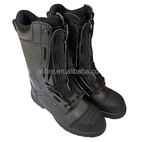 Firefighter Leather Safety Boots Flame Retardant Fireman Rescue Fire Fighting Protection Firefighting EN15090 Steel Toe Sole