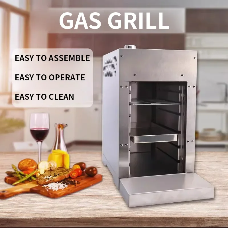 Outdoor Automatic Steak Grill High-Temperature Gas Stainless Steel Oven Camping BBQ Food Station for Home & Commercial Use
