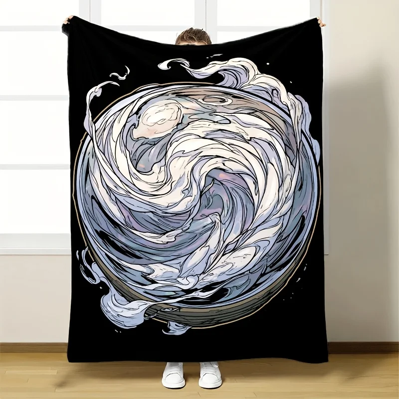 Large Abstract Smoke Vortex Blanket Throw for Couch Decor Artistry Winter Fleece 150x200cm Sofa Blanket Bed Blanket
