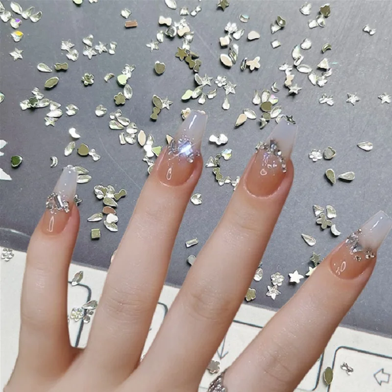 Mini Nail Art Strass Kristall Acryl Flachback-Diamanten Gemischte Formen Glitzer DIY Nagel Luxus Maniküre Zubehör
