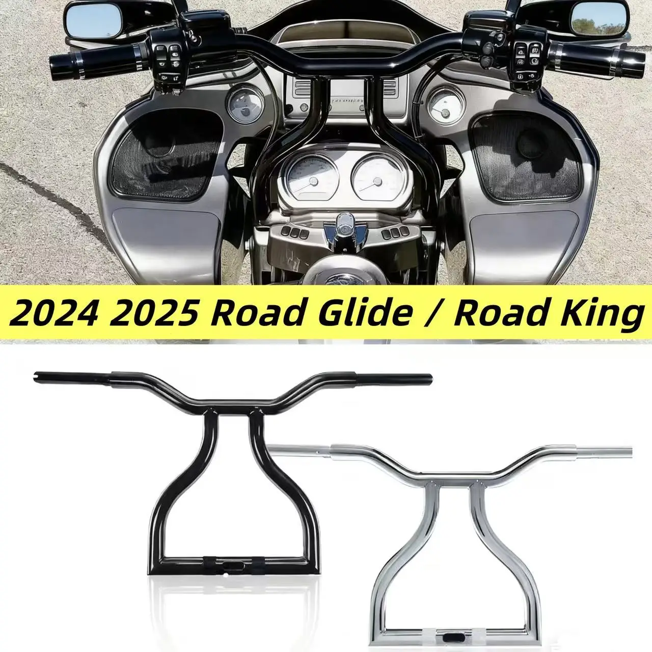 

2024 2025 Road Glide Road King Motorcycle 1-1/4'' Ape Hanger Handlebar T Bar For Harley CVO Road Glide Special ST DS Handlebars