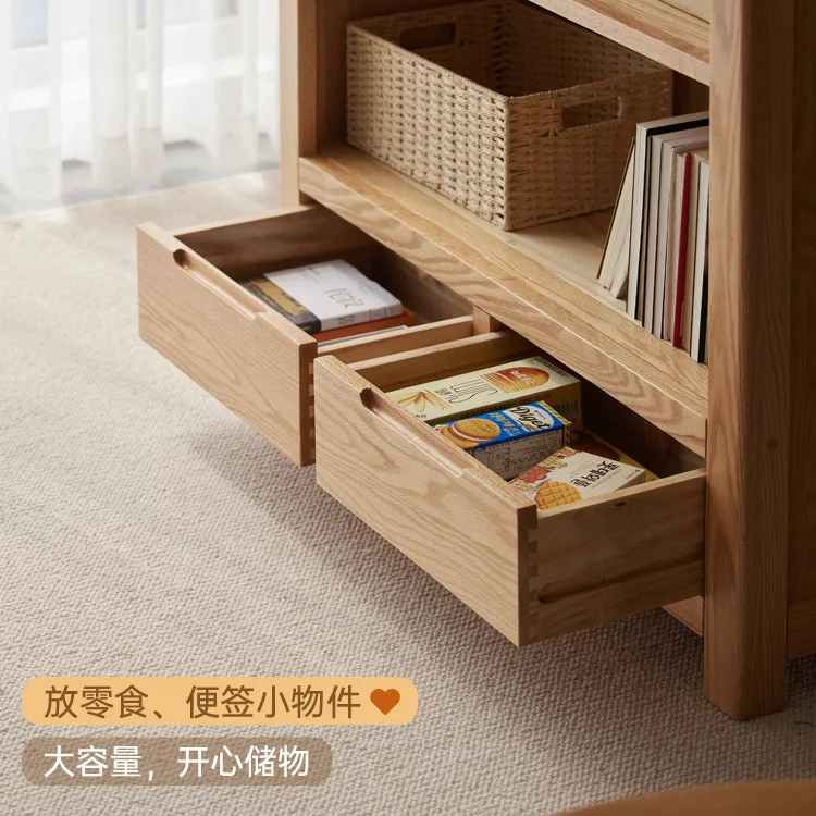 

Solid wood bookcase modern simple and locker household living room lattice display cabinet integrated whole wall bookshelf