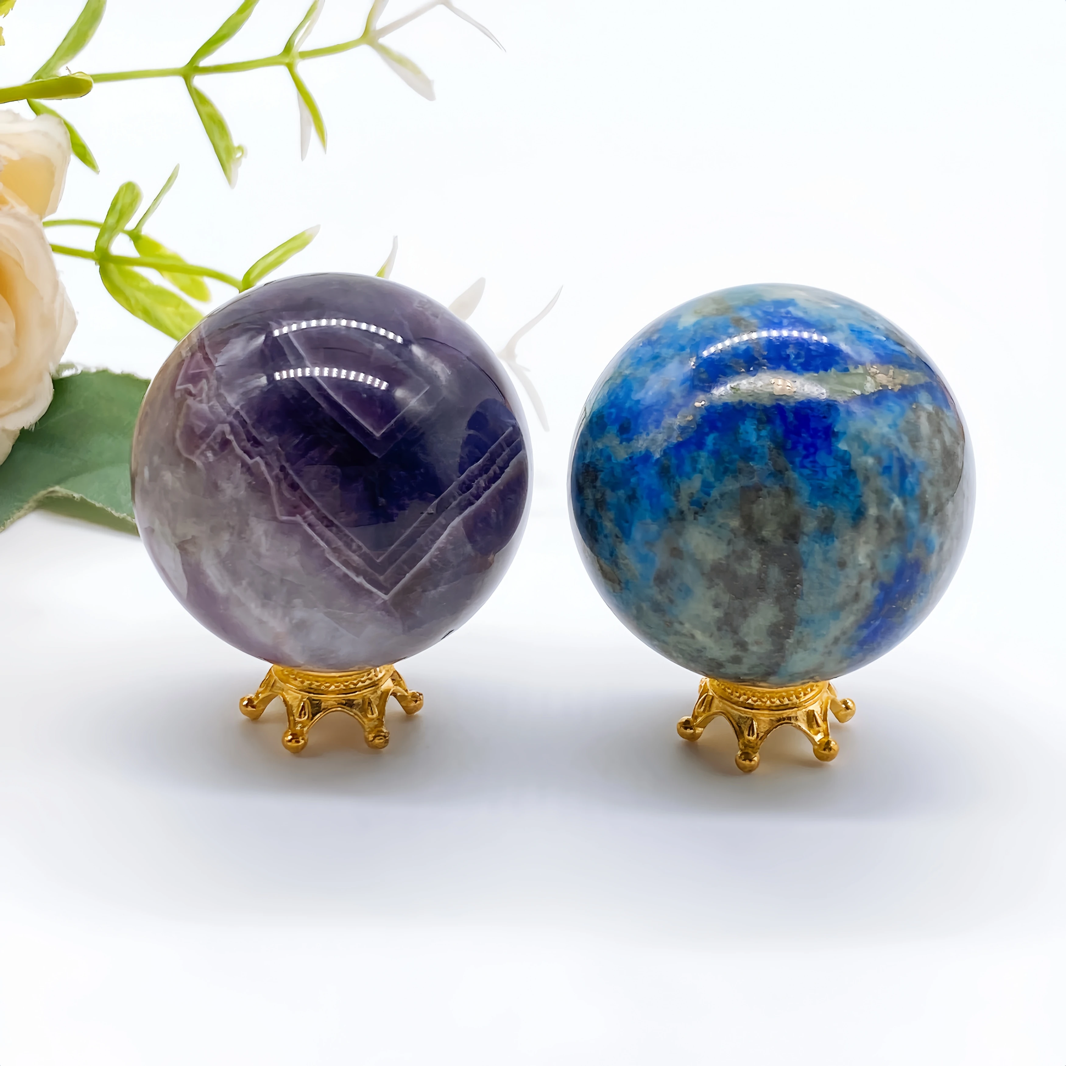 40mm Natural Amethyst Lapis Lazuli Ocean Jasper Sphere Crystal Tiger Eye Stone Quartz Ball Reiki Healing Home Decor Gift