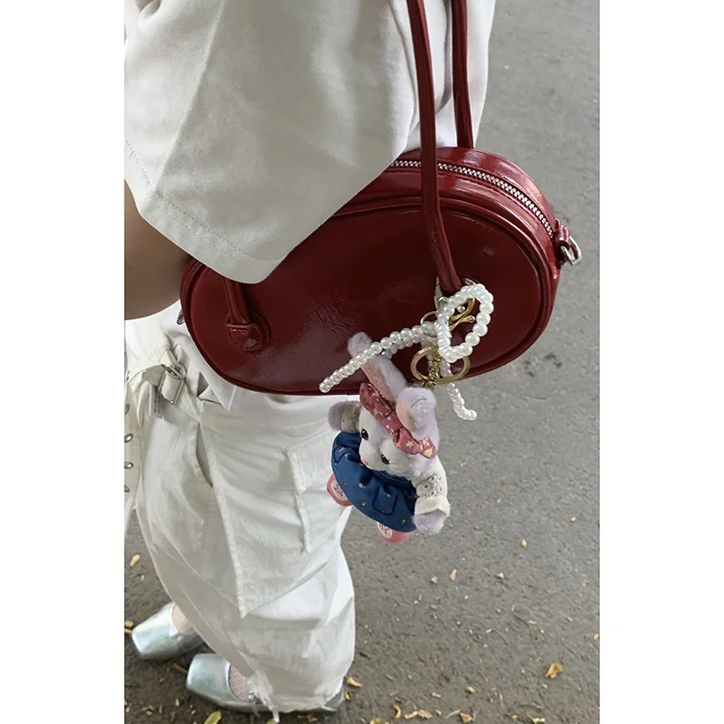 

Summer Underarm Bag Women's Casual Versatile Red Handbag 2024 New Sle Double Strap Zipper Closure Soft PU Leather oulder Bag