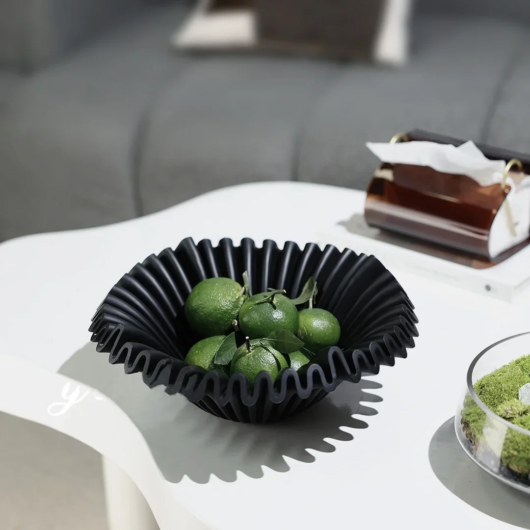 Resin Handicraft Desktop Storage Tray Geometric Fold Pattern Storage Container Fruit Dish Jewelry Home Decoration Accessories