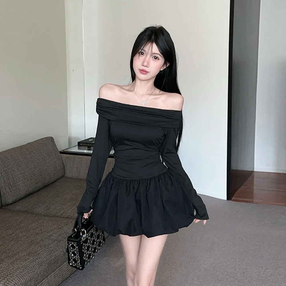 

Сексуальное трикотажное платье-миди на одно плечо с пышной юбкой и эффектом утягивания талии для девочек-подростков из полиэстера...