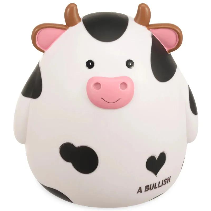 Hucha de vaca de dibujos animados para niños, de vinilo, segura, de gran capacidad para billetes y monedas, para adornos de guardería o regalo de cumpleaños