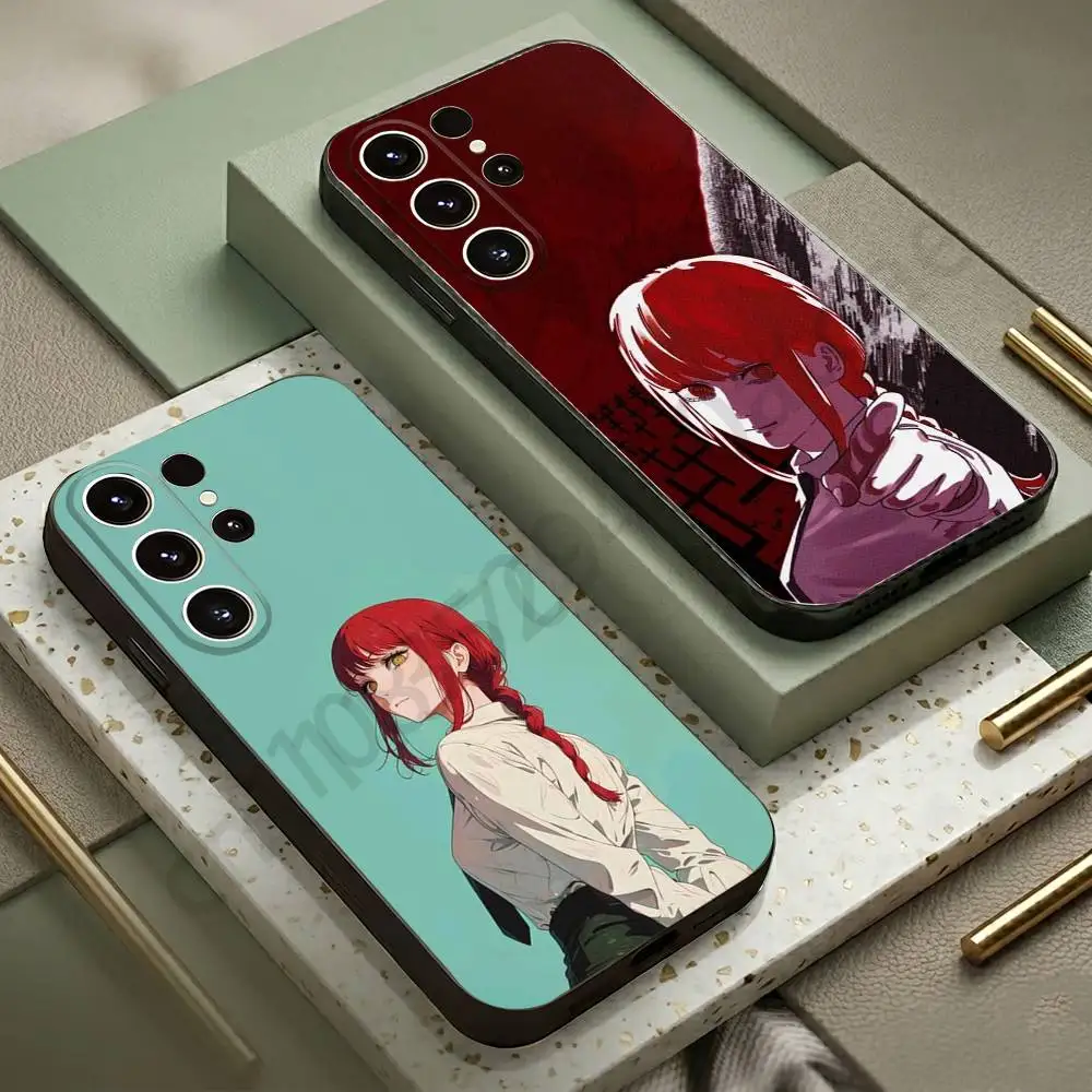 

Cool M-Makima Chainsaw Man Phone Case For Samsung S20,21,22,23,24,25,26 Ultra,Plus,Lite,FE,Black Soft Case