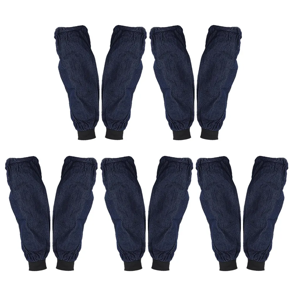 5Pairs Denim Oversleeve Waterproof Oilproof Quick Dry Washable Reusable Arm Cover for Kitchen Hairdressing Office Home Use
