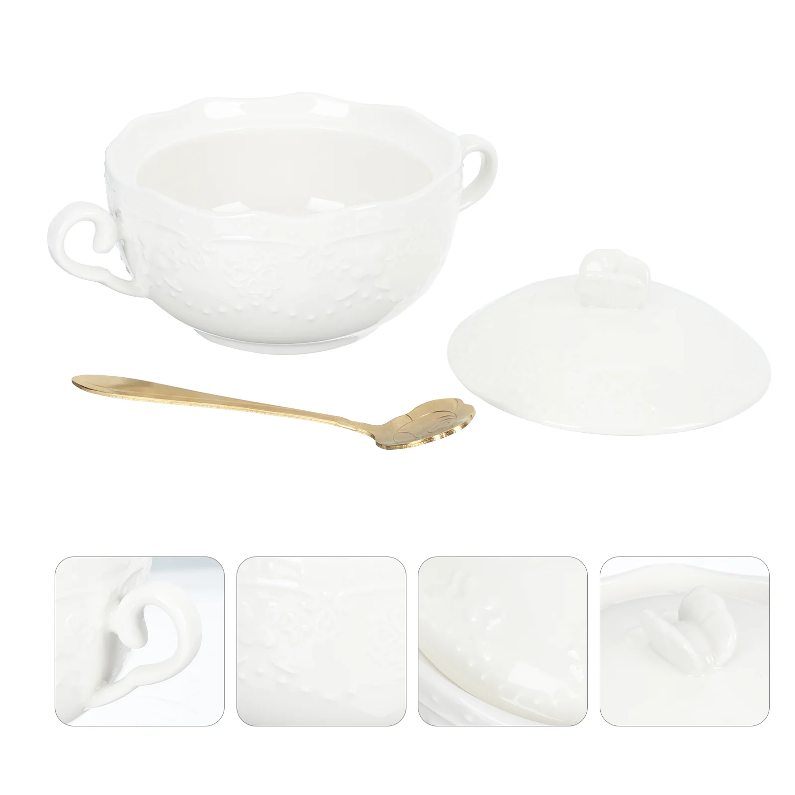 

1Set Butterfly Pattern Ceramic Dessert Bowl Double Handle Multi-Function for Desserts Snacks Breakfast Dessert Bowl