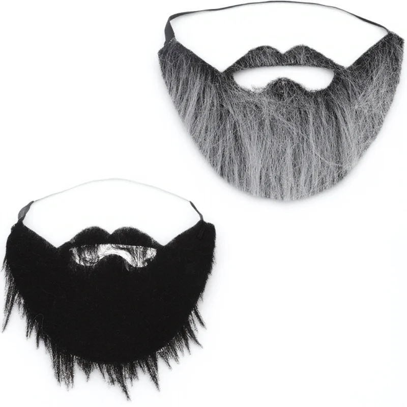 Barba de bigote falso para fiesta de Halloween, suministros de Cosplay, cuerda elástica divertida, accesorio de disfraz, artes y manualidades para niños, 3 uds.