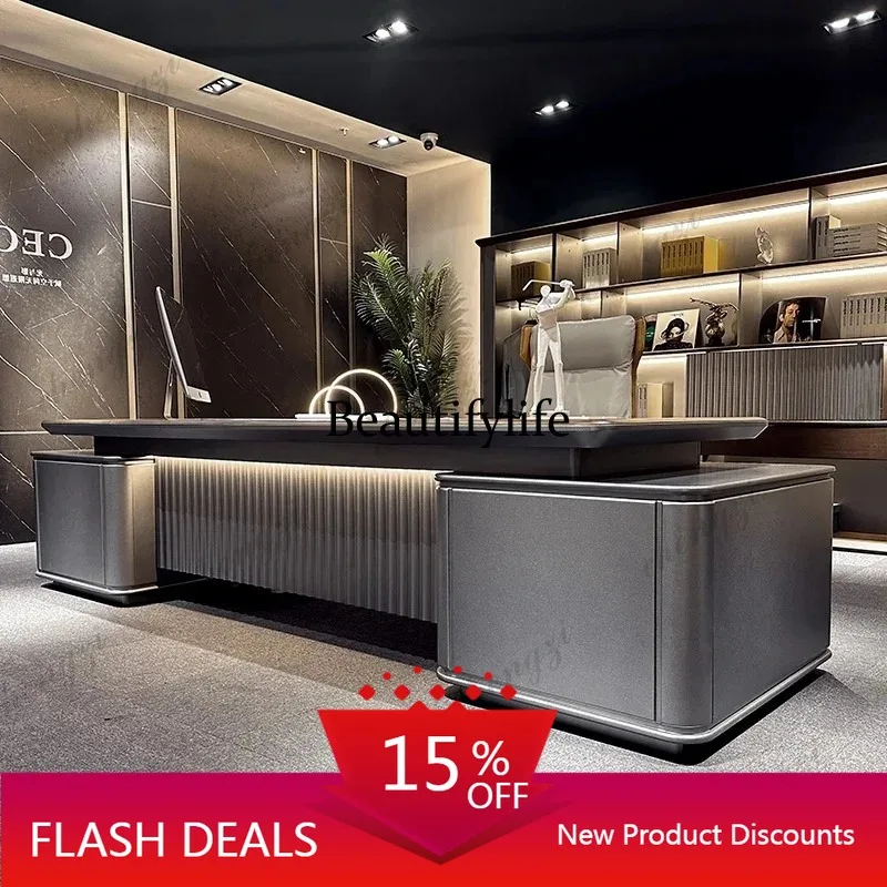 A139  Drawers Aesthetic Office Desk Designer Large Commercial L Shaped Computer Desk Executive Writing Mesa Escritorio Furniture