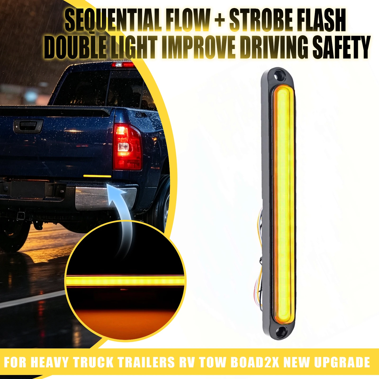 36LED Tail Light Bar Brake Stop Turn Signal Light Flowing DRL Lamp Waterproof Flowing Turn Signal 12V 24V For Trailer Truck