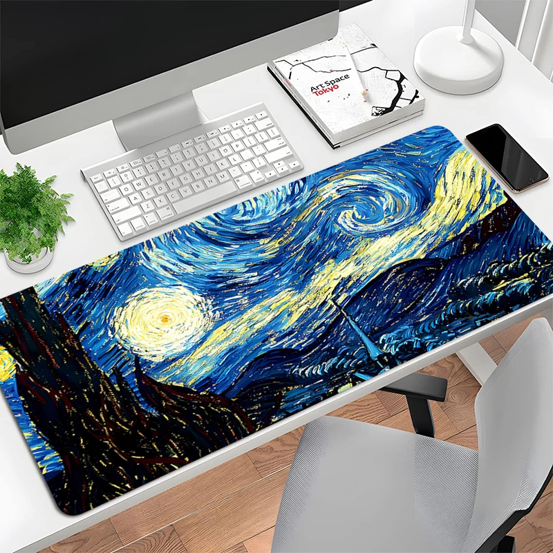 Mouse Pad Gaming Laptops Keyboard Mat Deskmat Pc Accessories Desk Protector Gamer carpet Van Gogh Oil Painting The Starry Night