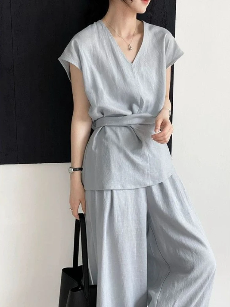 

Linen Trousers Woman Cheap Korean Style Groups of Full Luxury Comfortable Clothing Trend 2025 Baggy Pant Sets for Women 2 Pieces