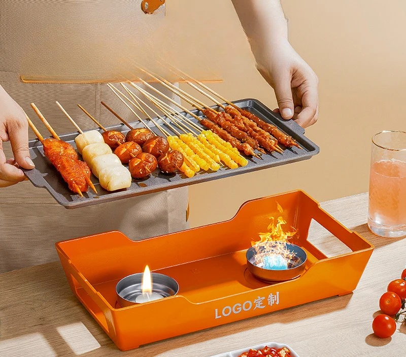 BBQ Insulation Tray Commercial Hot Skewers Skewers Heating BBQ Oven Candle Alcohol Environmentally Friendly Oil Non-Stick