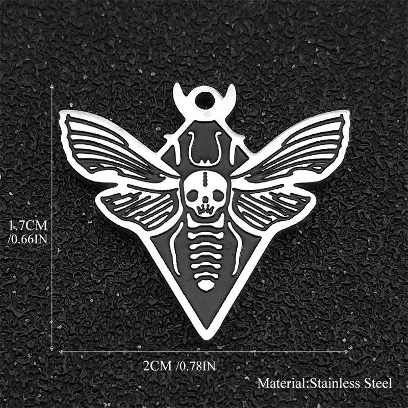 5PCS Retro Gothic Skull Death Head Moth Pendant Metal Brooch Badge for Men Women Hip Hop Rock Party Motorcycle Ride Gift1811-3