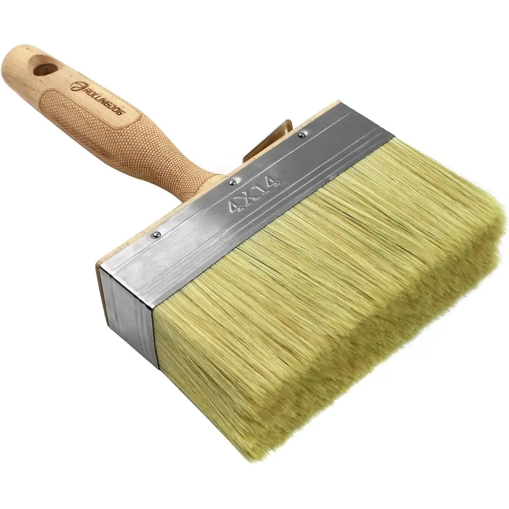 5.5 Large Limewash Deck Stain Brush - Wood Handle for Wall, Wood, and Floor Painting