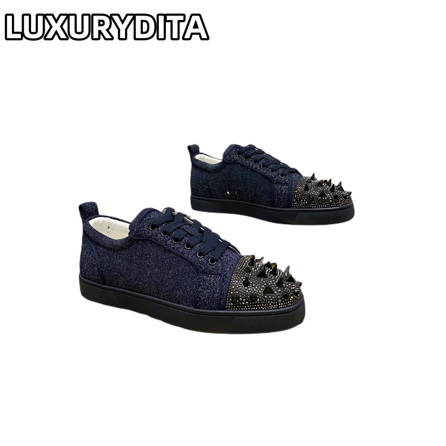 Top Quality Womens Trendy Casual Tennis Shoes Luxury Mens Real Leather Sneakers 35-48 Designr Rivet Red Sole Lovers Shoes M0217