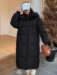 Pinky is black new warme dicke lange Parkas Winter Frauen Puffer Jacke elegante Kapuze Baumwolle gepolsterte Damen bekleidung Wintermantel