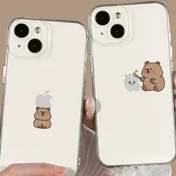 Funny Cute Capybara Transparent Phone Case For iPhone 15 16 14 13 11 12 Pro XS Max 13Mini XR X SE 7 8 15 Plus Clear Cover Fundas