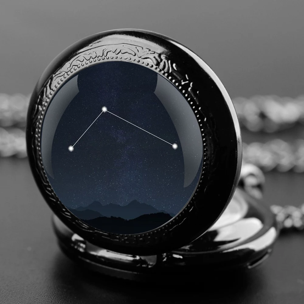 Antlia Constellation Romantic Gifts Vintage Arabic Numerals Quartz Pocket Watch Necklace Pendant Clock Chain Men Women Gift