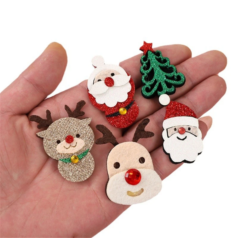 50pcs/lot new creative  xmas santa claus charm connectors for diy ornament hair xmas tree bag decor jewelry accessories material