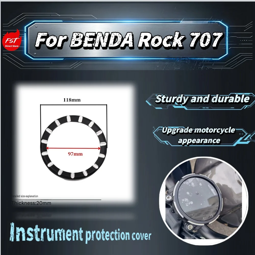 

For Benda Rock707 CNC Anti-Collision Dash Cover, Alloy Speedometer Decor Ring Shockproof Instrument Guard Mod Parts