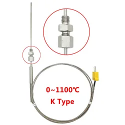 K-Type Metal Thermocouple Sensor Probe with Fitting Screw for High Temperature Furnace Roaster Meter Operating Temperature 1100℃