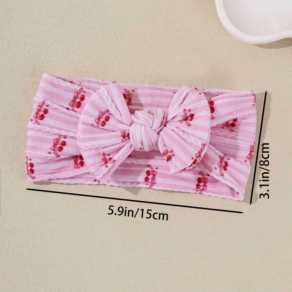 25 PCS/Lot, Sweet Floral Printed Cable Knit Nylon Headbands Knot Bow Turban Headwrap For Baby Newborn Hair Accessories