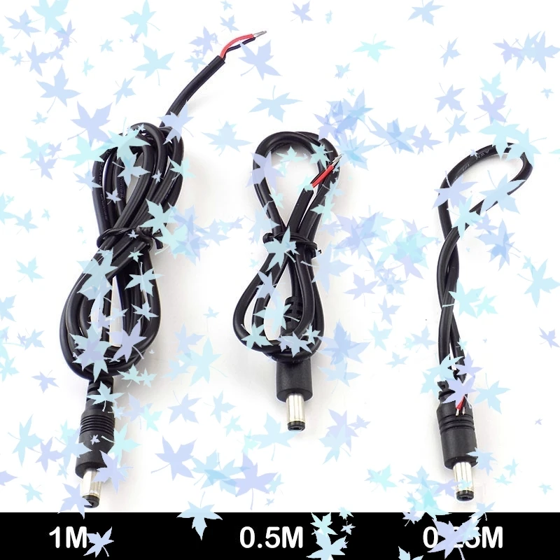 0.25M/0.5M/1M 5.5*2.1mm 12V 3A 22AW  DC Power Cable Extension CCTV Adapter DC Power Male Plug Connector Cable Power A2