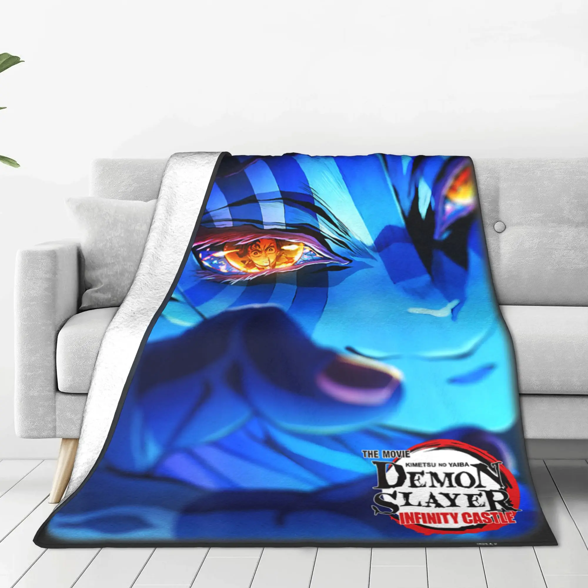 1PC Home Demon Slayers Infinity Castle Akaza Eye Reflection Art  Blanket Throw Super Cosy Plush Living Room Sofa