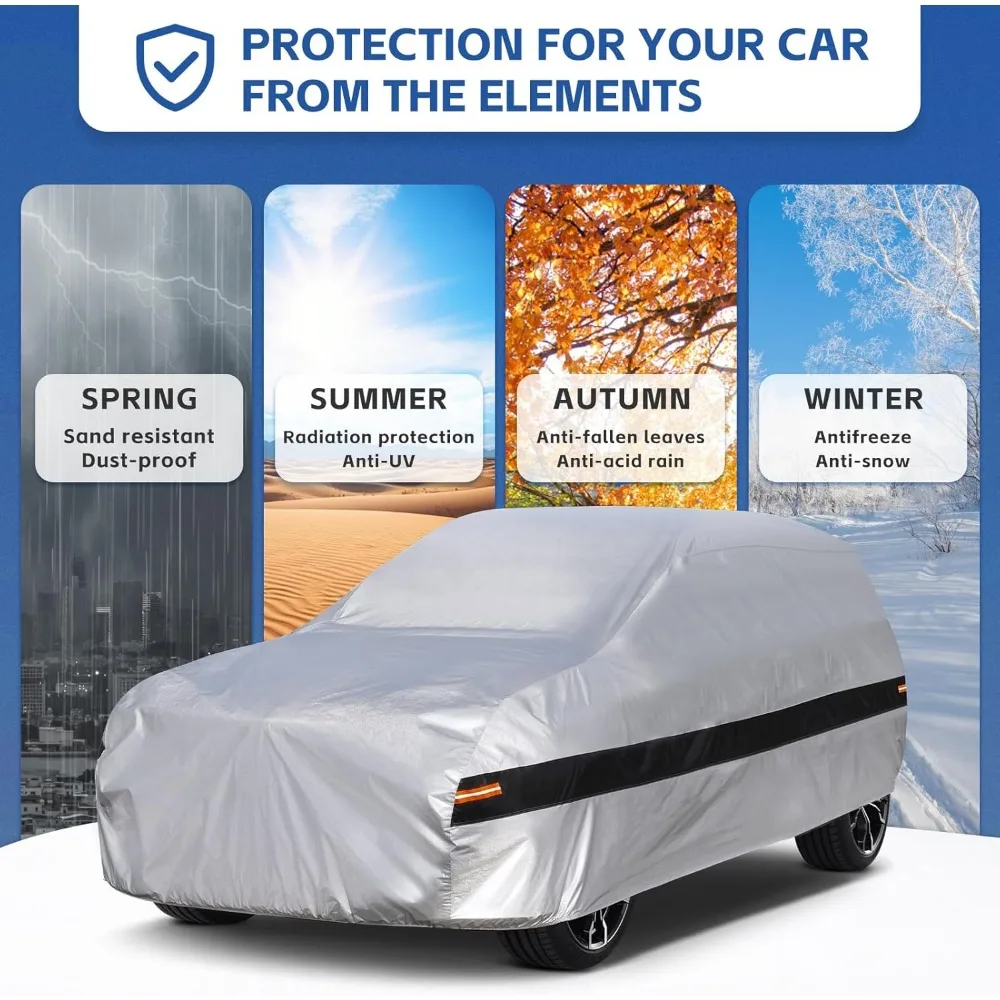 غطاء سيارة SUV مقاوم للماء لجميع الأحوال الجوية مناسب تمامًا لموديلات 1973-2024، حماية كاملة خارجية للمركبات