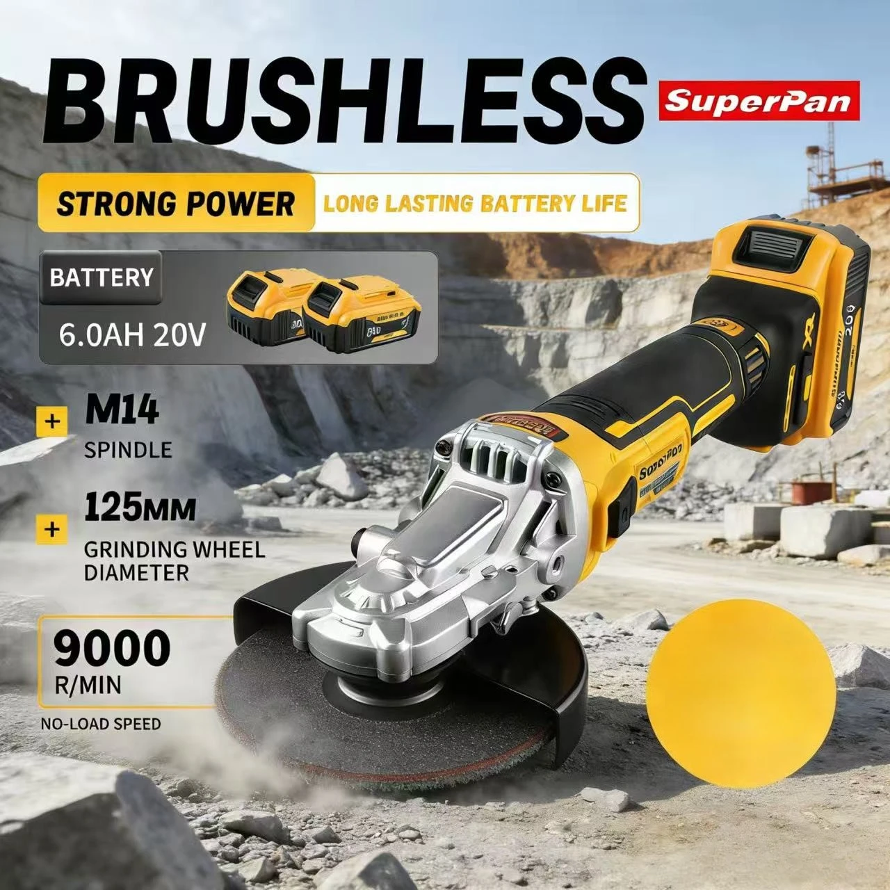 

Бесщеточная угловая шлифмашина SuperPan SP405 (125 мм) для обработки дерева и металла, для ремонта дома, совместима с аккумулятором DeWalt 20В.