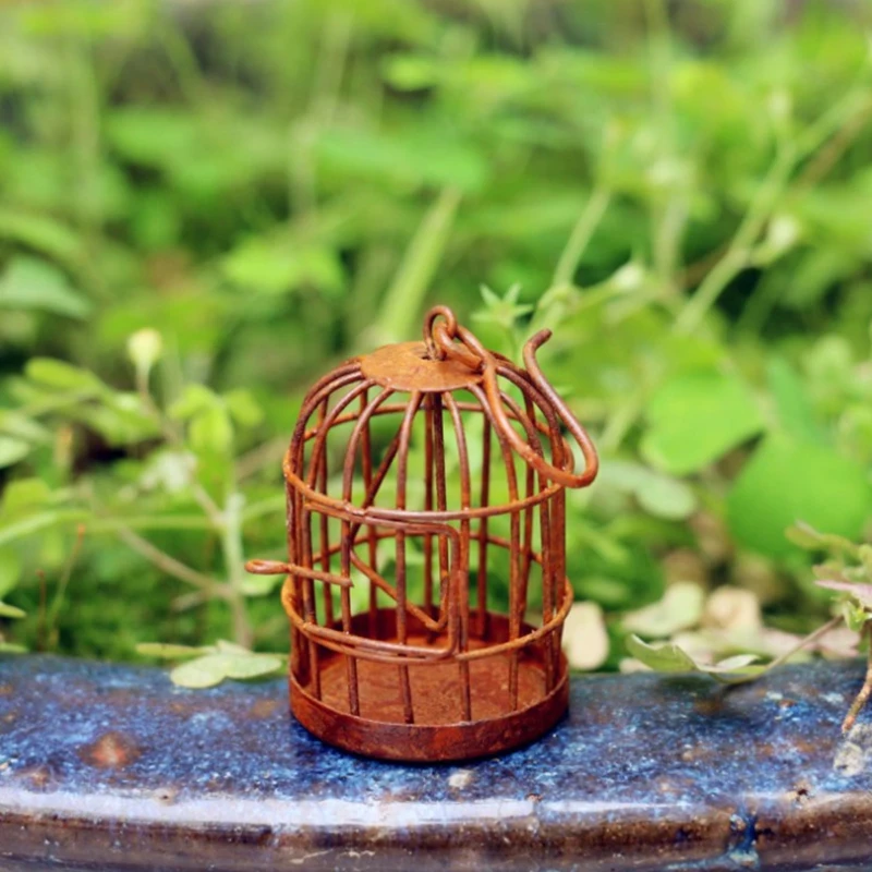 1:12 Dollhouse accessories miniature metal bird cage doll house ornament