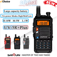 Baofeng UV-5R+PLUS Walkie Talkie Black/Red USB-C Charging Dual Band Tri Power Long Range High Power For Upgraded UV-5R Ham Radio