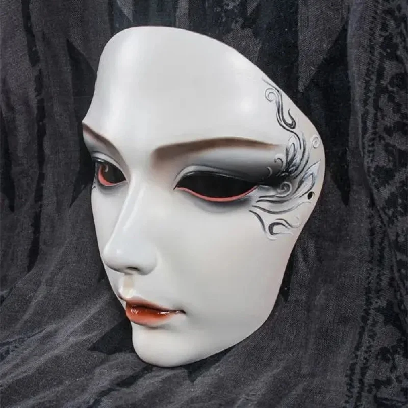 Chinese style original hand-painted antique full-face mask online celebrity Hanfu mask party ball mysterious dress