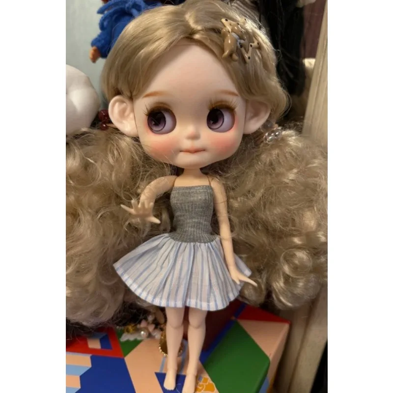 Customization Female Clothes Sweet Strapless Striped Dress Accessory Model Fit Blyth OB24 Azone 19 Doll Action Figures Body