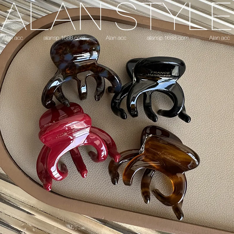 جودة الصالون، مشبك الأخطبوط الفرنسي السميك 4 مم، خلات الذهب، مخلب شعر متوسط #2