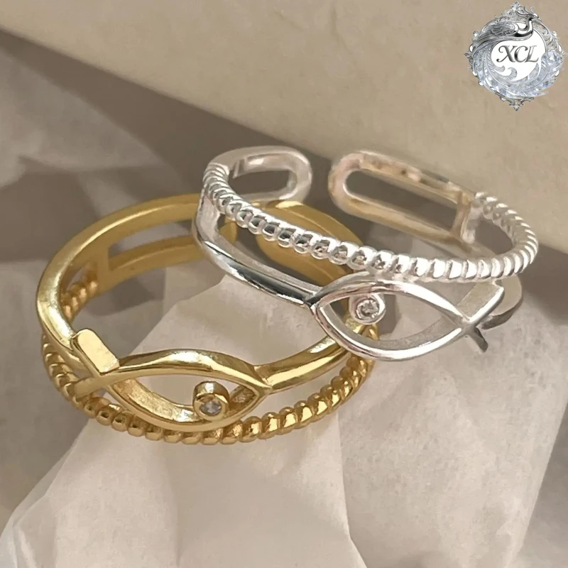 

Кольцо-рыбка из стерлингового серебра XCL S925, регулируемое, в японском стиле, модное, с характером, изысканное ювелирное украшение для женщин