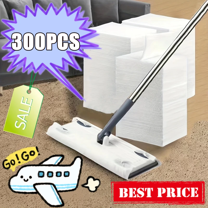 New 300-100PCS Disposable MicroFibre Electrostatic Floor Cloths Dust Removal Mop Paper Floor Cleaning Wipes for Flat Swivel Mop