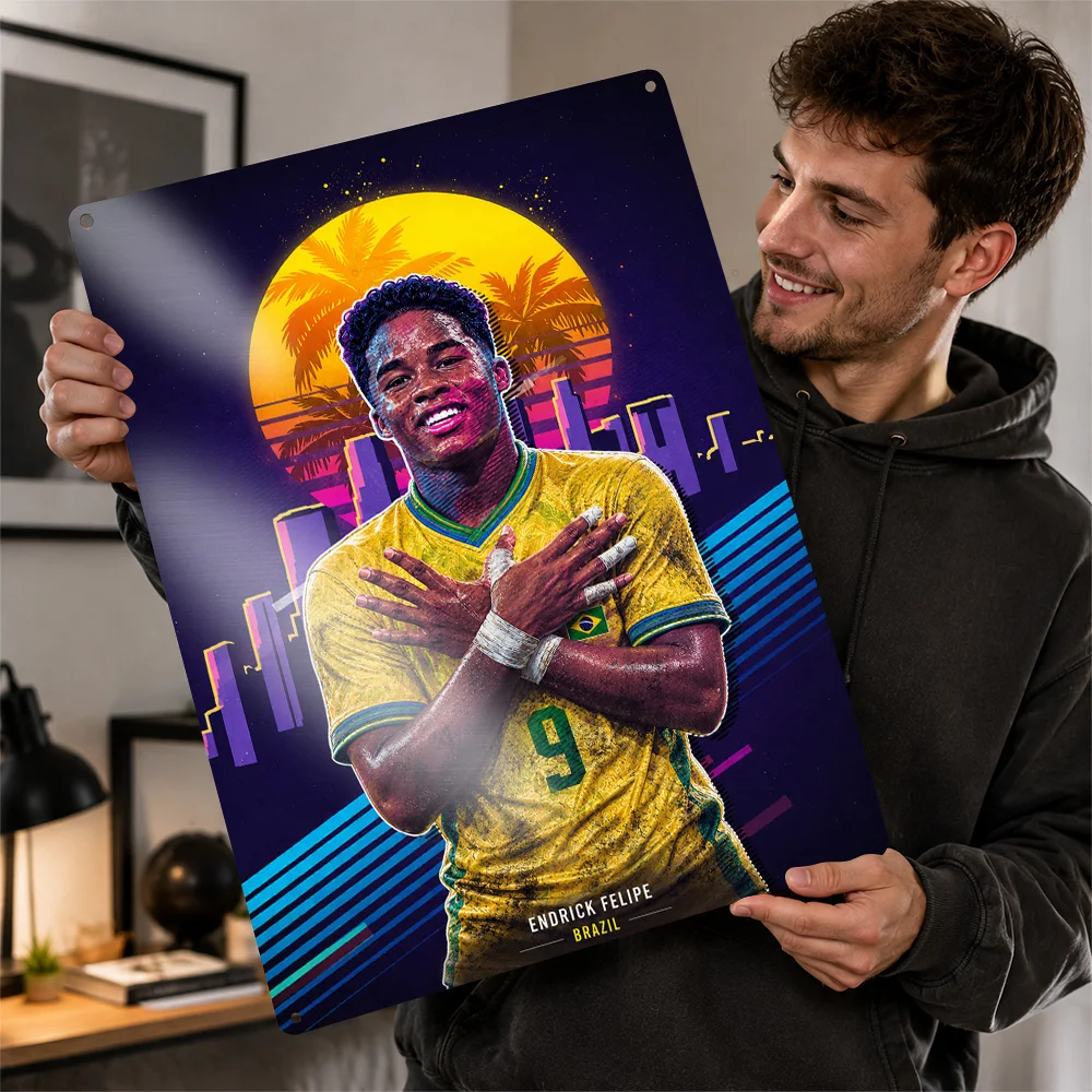 Endrick Felipe Football Aluminum Poster Customized Metal Tin Sign Club Legacy Style Wall Art For Home Gym And Supporter Corner
