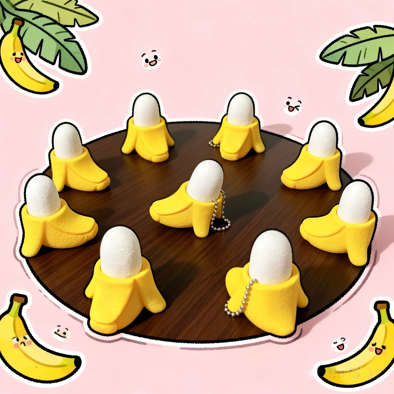 1/2 Pcs Texture pattern banana button high rebound ornament backpack hanging decoration three purpose artifact hair accessory