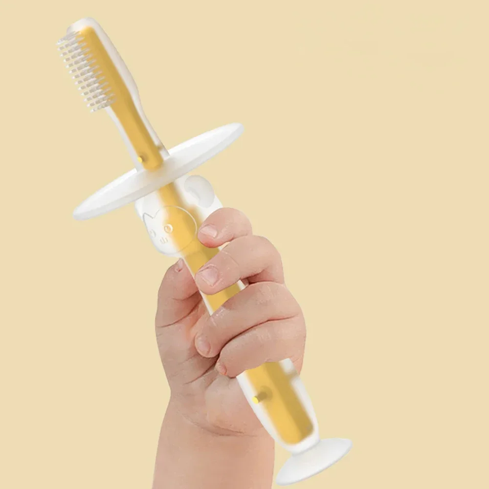 Teether Infant Training 100% 1PC Food Grade Soft Handle Flexible Silicone Rubber Baby Toothbrush Factory Price #3