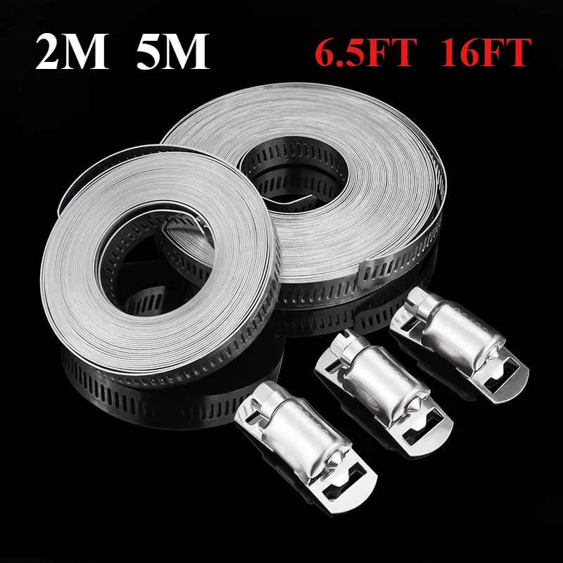 6.5/16ft Adjustable Large Hose Clamps Worm Gear Stainless Steel Clamp Fasteners Automobiles Accessories Clamp