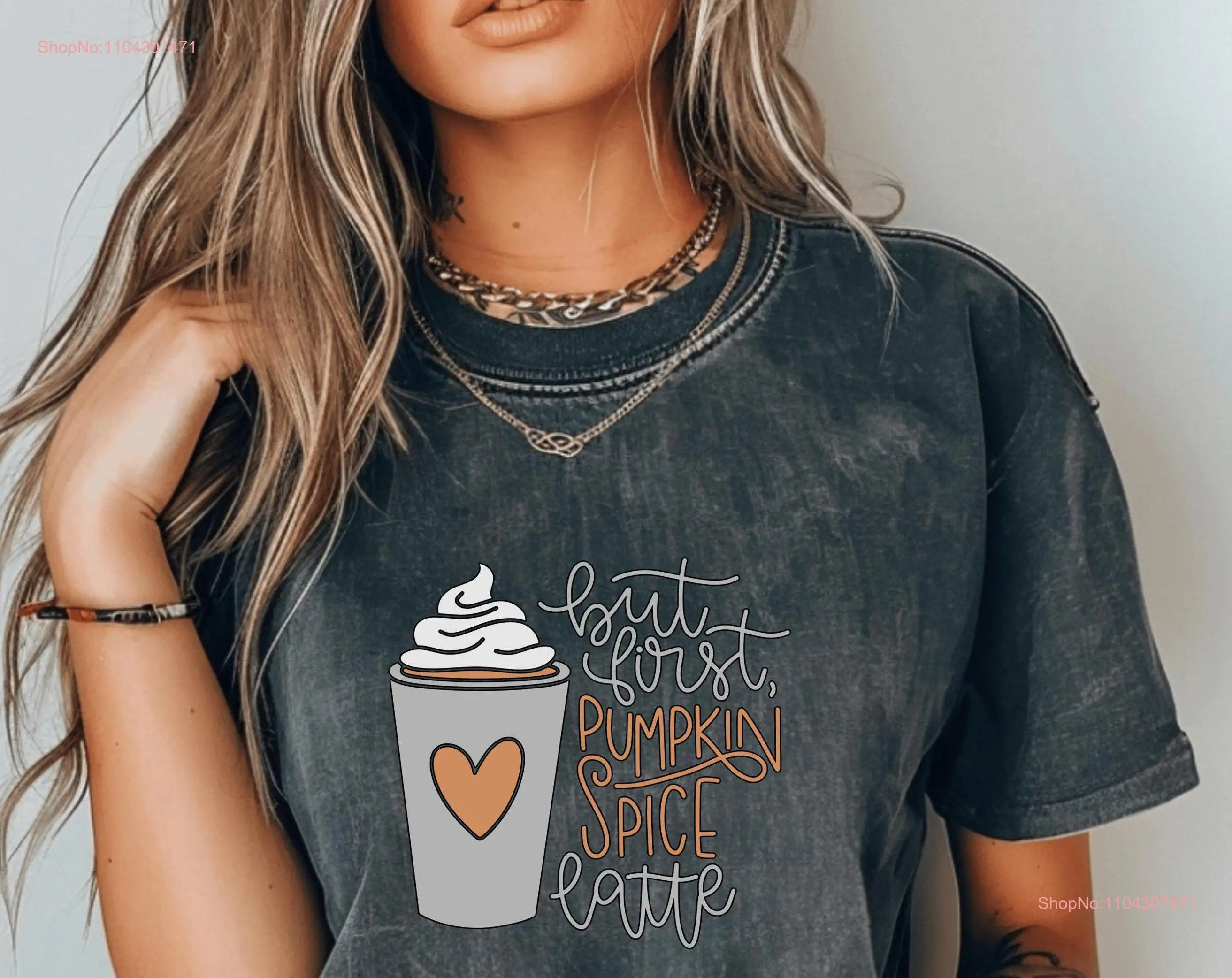 First Pumpkin Latte Comfort Colors T Shirt Boho Fun Quote Coffee Lover Present under 30 Sarcastic Top Trendy